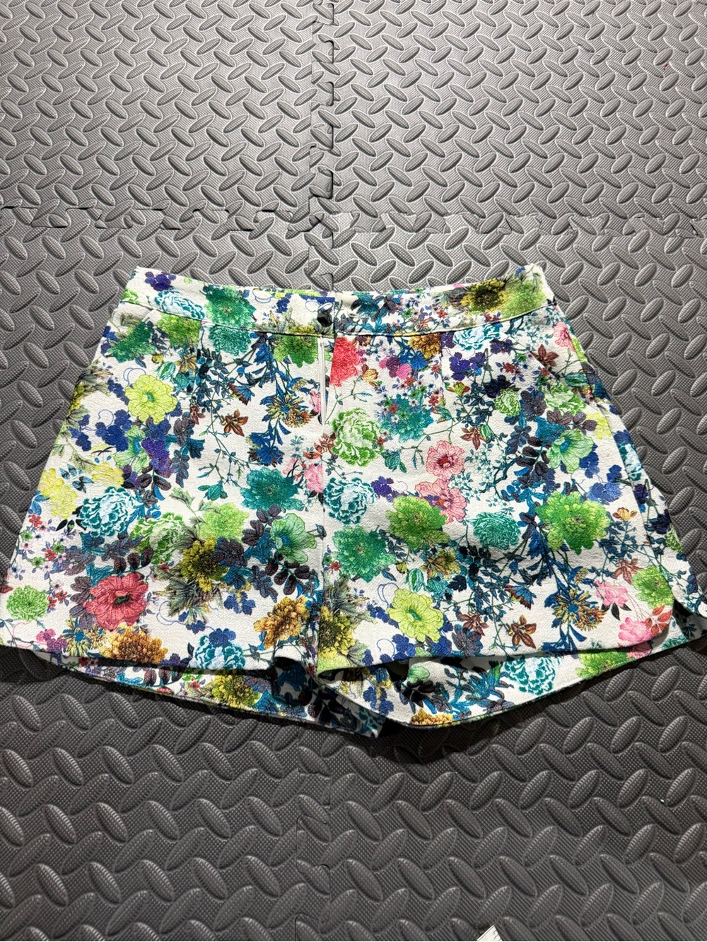 Darling Floral High-Waist Shorts - Green, Blue, Pink Multicolor